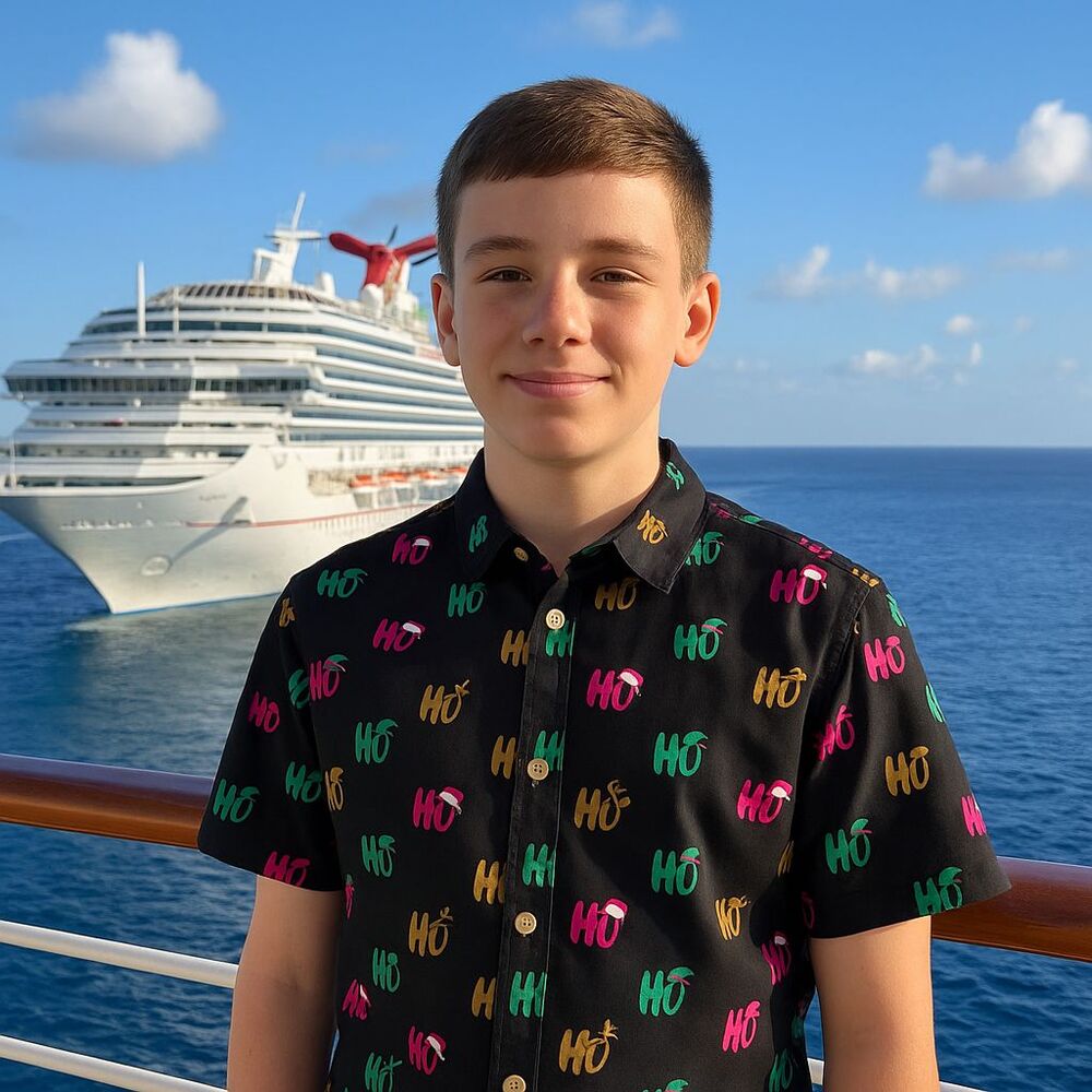 Wurl Boys Collared Shirt "Ho Ho Ho" Black Christmas Cruise Youth Party Top Sz XL